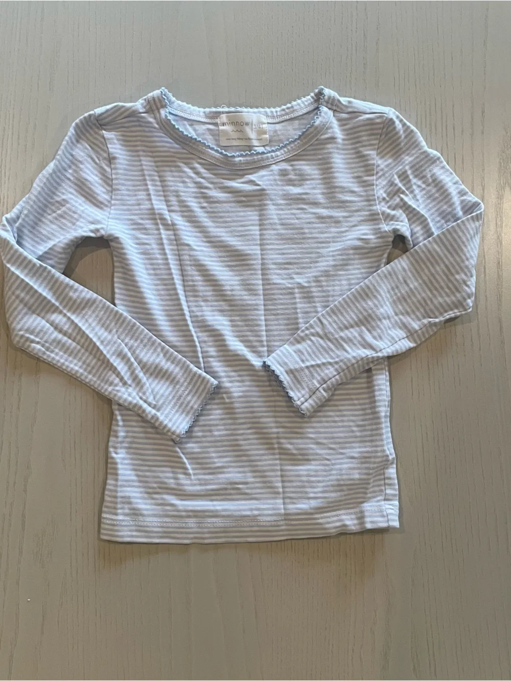 Minnow Girls Powder Blue Stripe Pima Pajama Set - 3T 4T